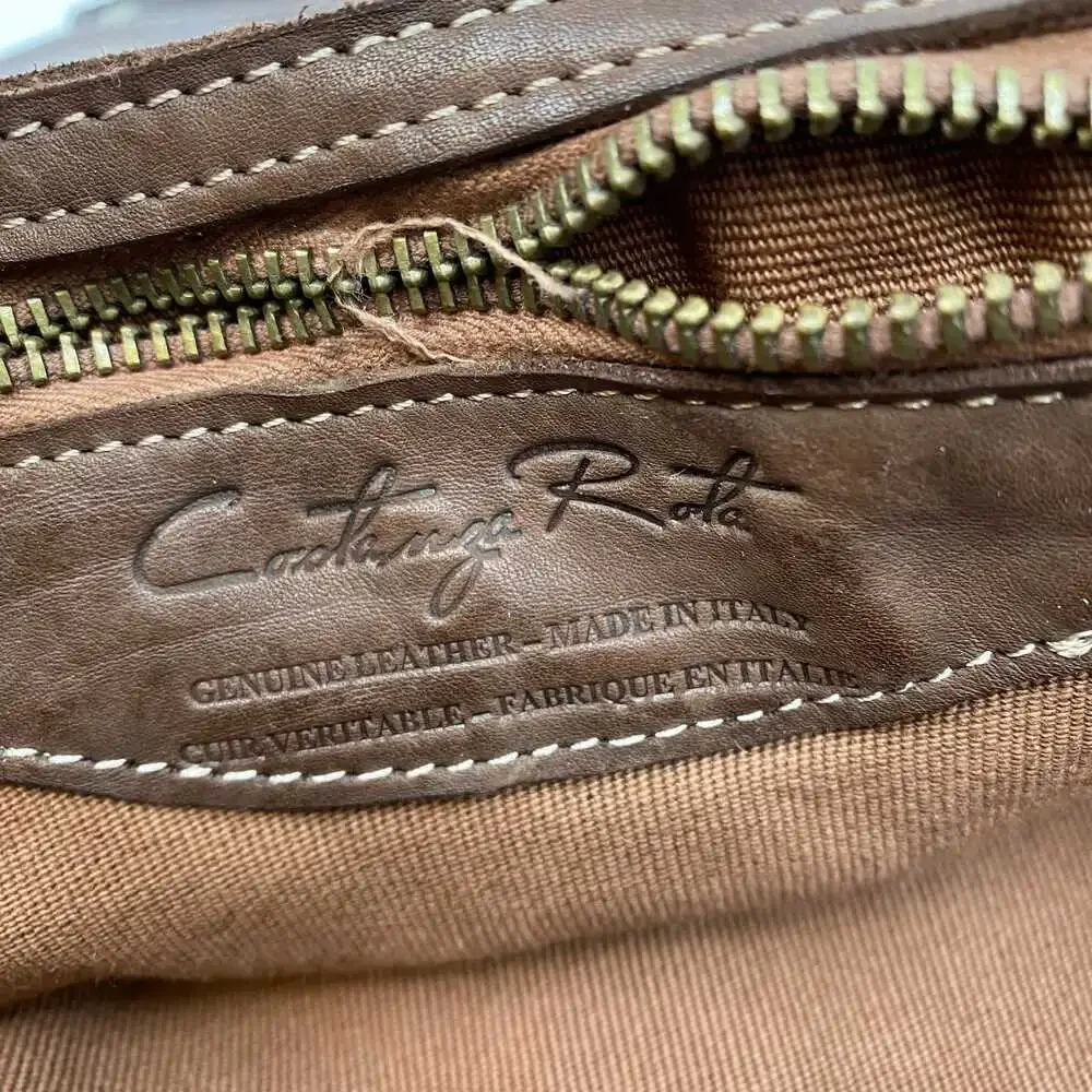 Costanza Rota Brown Leather Shoulder Bag | Italy Made, Studded Detail, OS